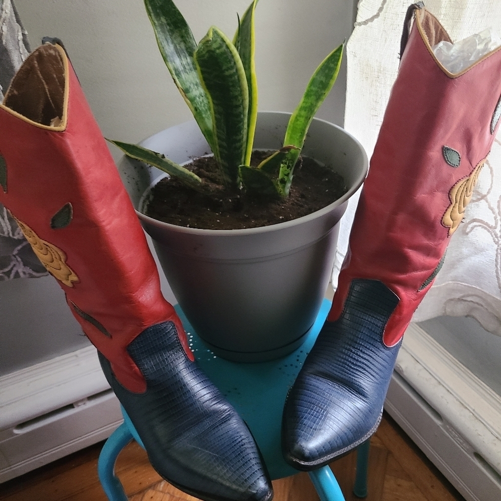 VINTAGE 80's  NINE WEST Cowboy Boots 7.5 HP 19x🔥🔥 - Picture 3 of 6